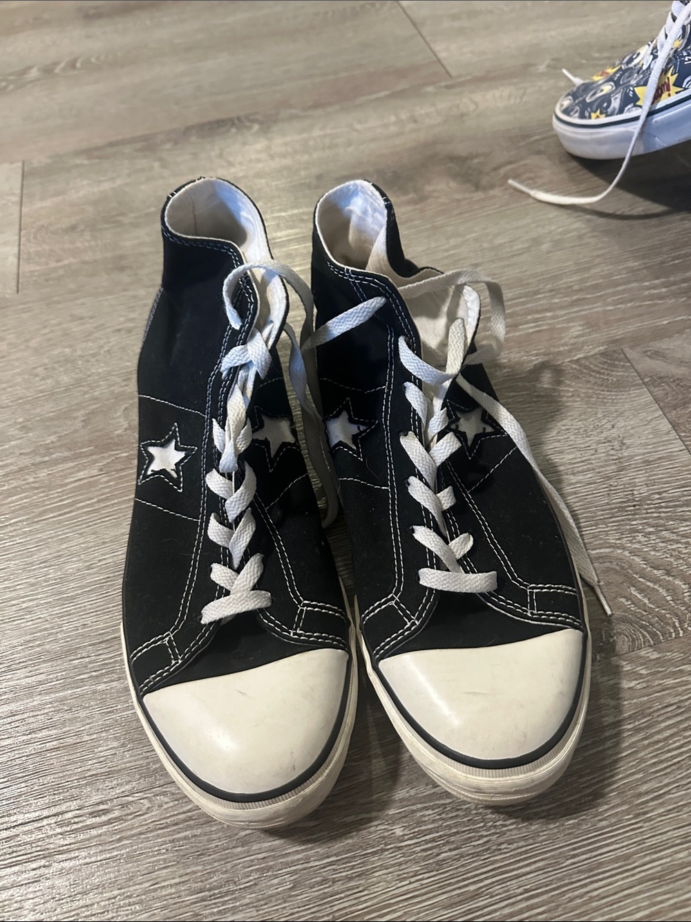 Black High-Top Star Accent Sneakers for Men